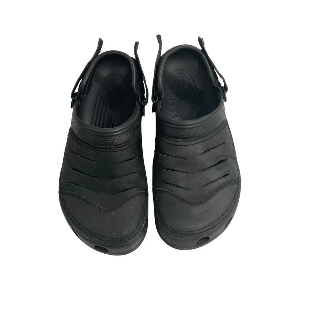 Crocs Men's Yukon Vista‎ II Black Clogs Sandals Size 11 comfort rubber leather